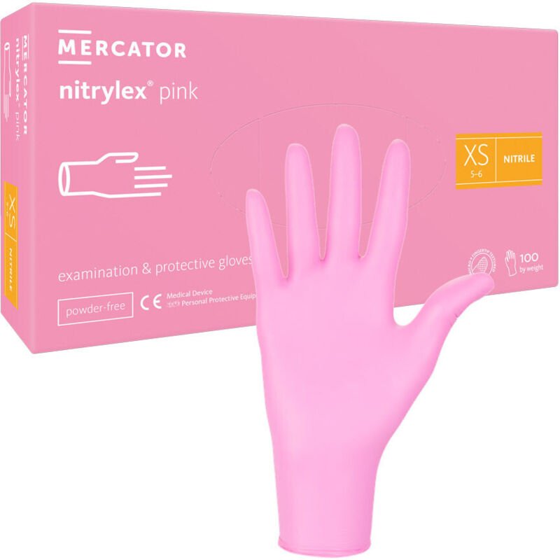 Mercator Nitrylex Pinke Nitrilhandschuhe XS 100 Stück
