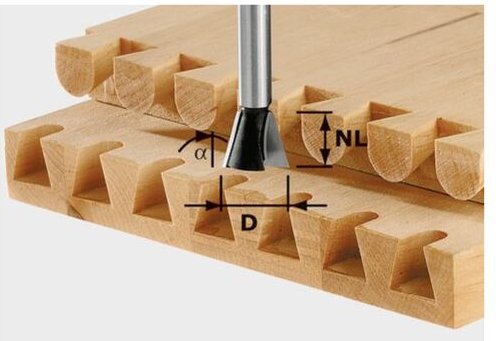 Gratfräser Zinkenfräser hw Schaft 8 mm d 14,3 mm nl 16 mm 10° Nr. 491164 - Festool