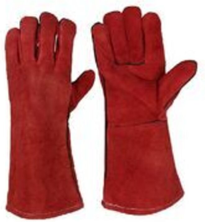 Robuste, große, hitzebeständige Schweißerhandschuhe mit Lederfutter für Holzofen, Holzofen, Grill, Gartenhandschuhe für ...