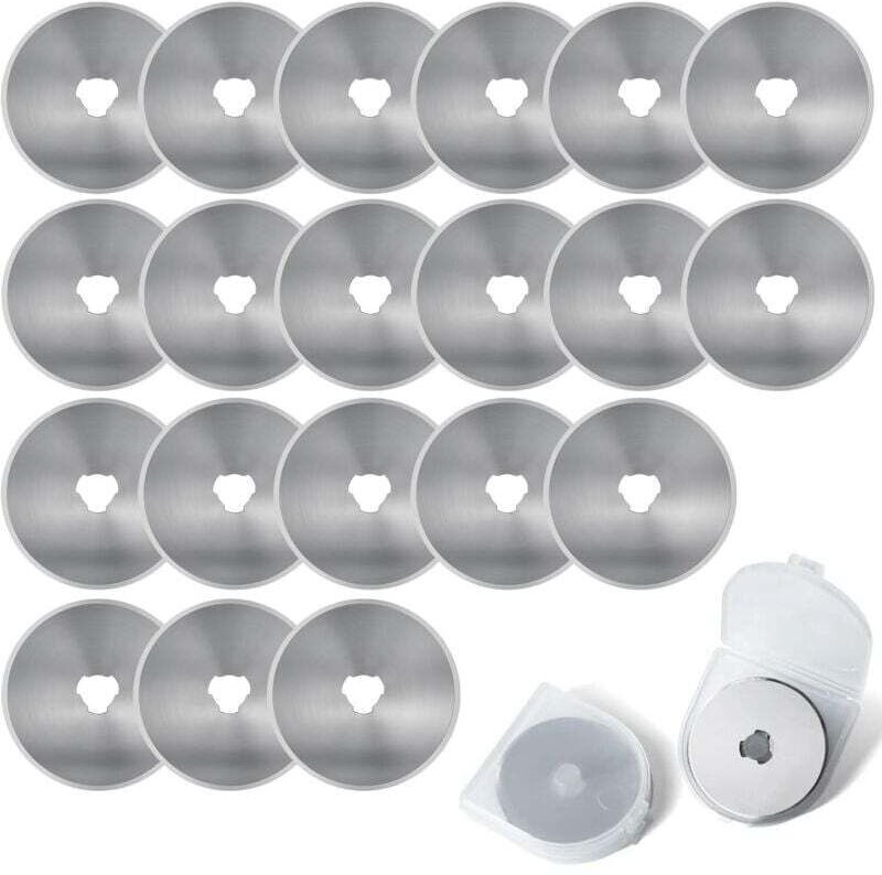 20 Stück 45-mm-Rollenmesser als Ersatzklingen für runde Schneidemesser mit Aufbewahrungsetui zum Quilten, für Papier, St...