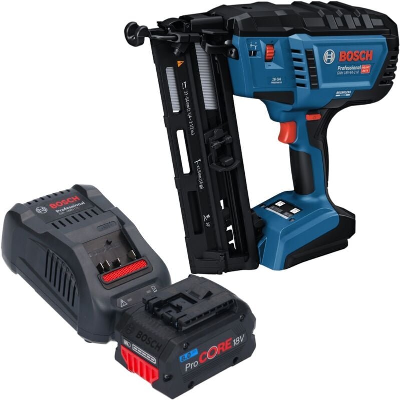Bosch GNH 18V-64-2 M Professional Akku Holznagler 18 V 1,6 x 32 - 64 mm + 1x ProCORE Akku 8,0 Ah + Ladegerät