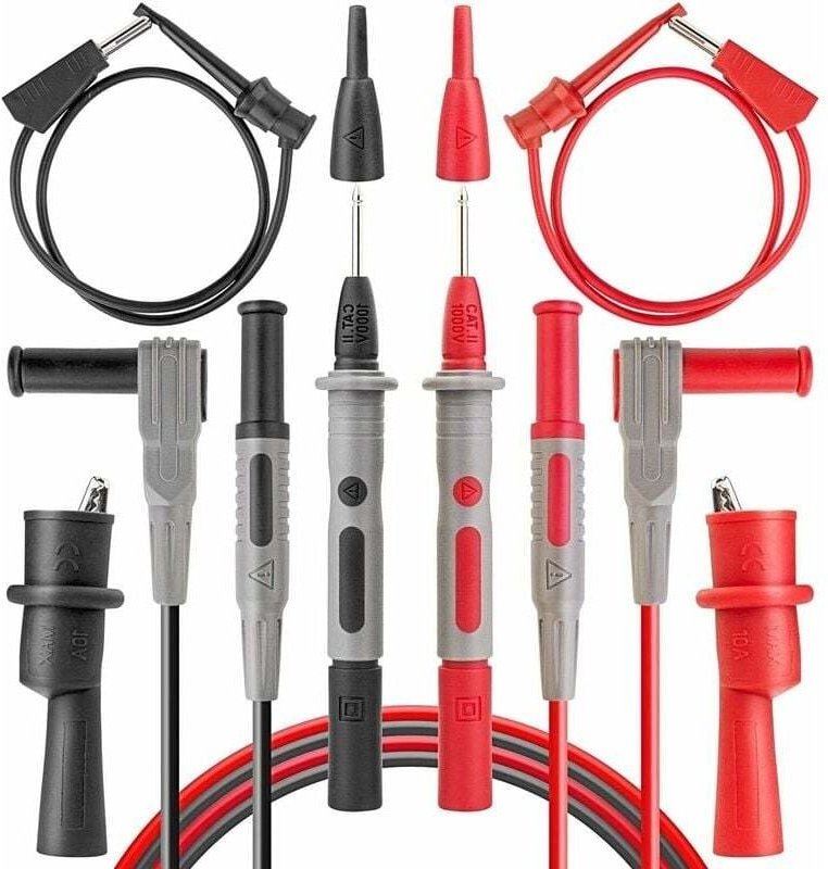 Multimeter-Sonden, elektrische Messleitung inklusive Krokodilklemmen, Mini-Drahtgriff, kleinen Haken und Prüfspitzen