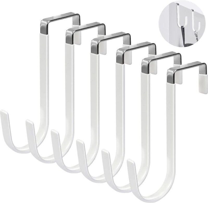 BEBUSINGOTO Türhaken, 6er-Pack Türhaken zum Aufhängen mit Gummi zum Schutz vor Kratzern, robuster Organizer