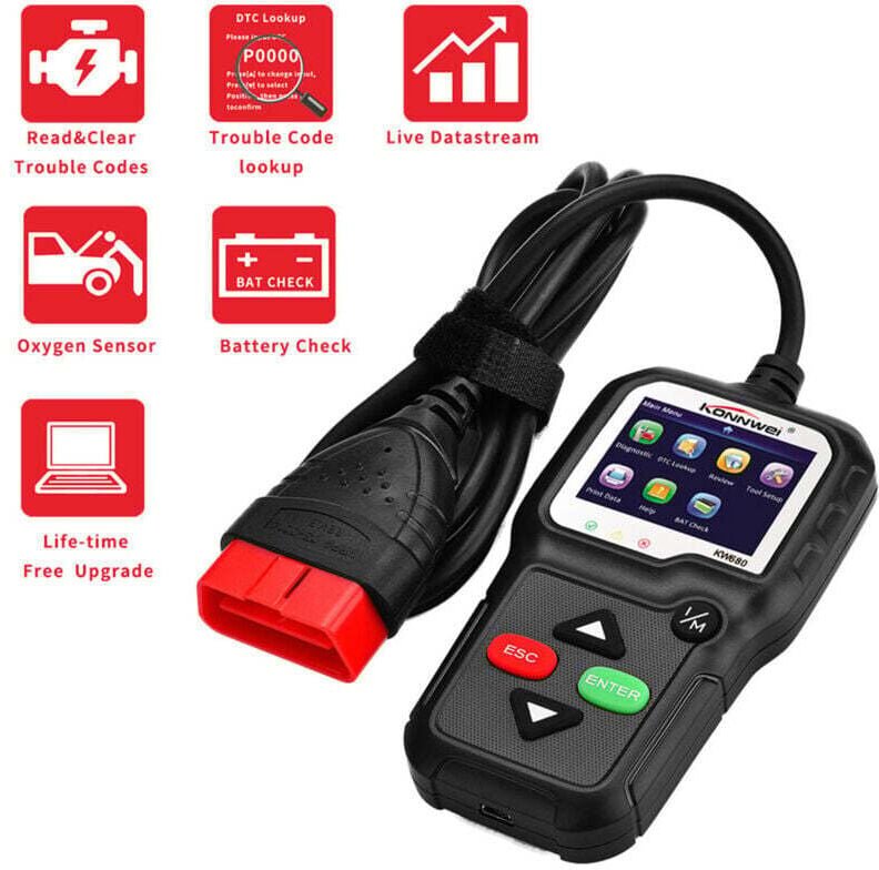 KW680 OBDII Diagnosegerät Universeller Kfz-Fehlercodeleser für europäische OBD II/EOBD-Protokolle ab 1996
