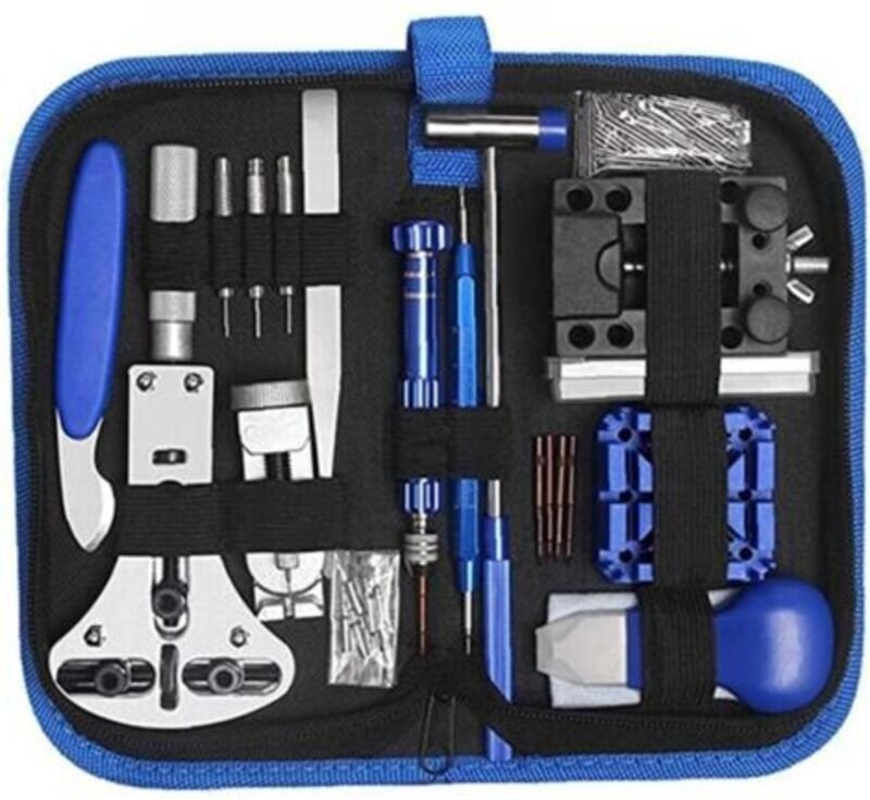 Uhren-Reparaturset, Uhrmacherwerkzeuge, Armbandglieder-Entferner, Gehäuseöffner, Federsteg-Werkzeugset 185 Teile