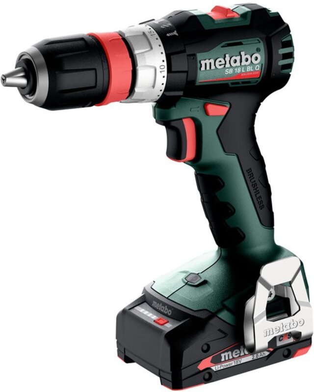 Metabo - Akku-Schlagbohrschrauber sb 18 l bl q, incl. 2x Akku Li-Power 2 Ah, Ladegerät, Zubehör x
