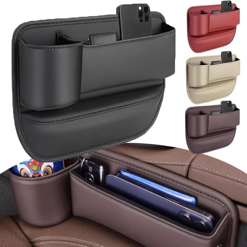 Starnearby Autositz-Seiten-Organizer, Autositz-Lücken-Aufbewahrungsbox, Auto-Aufbewahrungstasche mit Getränkehalter, vor...