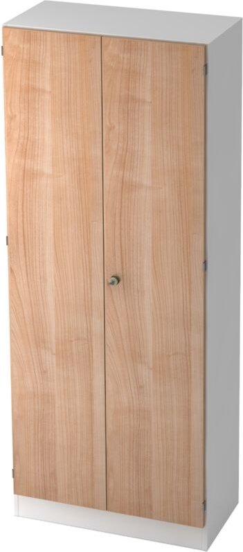 bümö office Aktenschrank - 5 Ordnerhöhen Weiß/Nussbaum