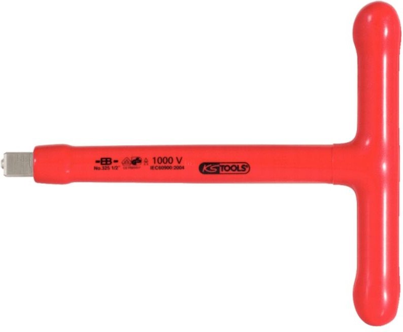 Ks Tools 1/2' T-Griff-Aufsteckschlüssel mit Schutzisolierung und Schraubenarretierung, 200mm - 117.1205