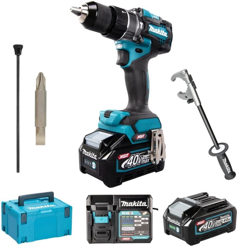 Werkzeug - 40V Akku-Schlagbohrschrauber, 2x 4,0 Ah xgt Akku, Ladegerät HP001GM201 - Makita