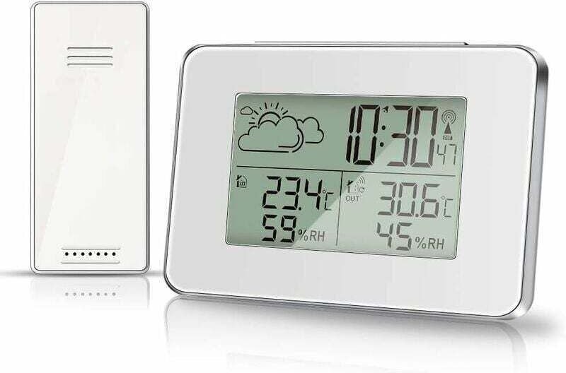 Drahtlose Wetterstation – Innen-/Außenthermometer/Hygrometer – mit Außensensor – LCD-Display – digitale Temperatur- und ...