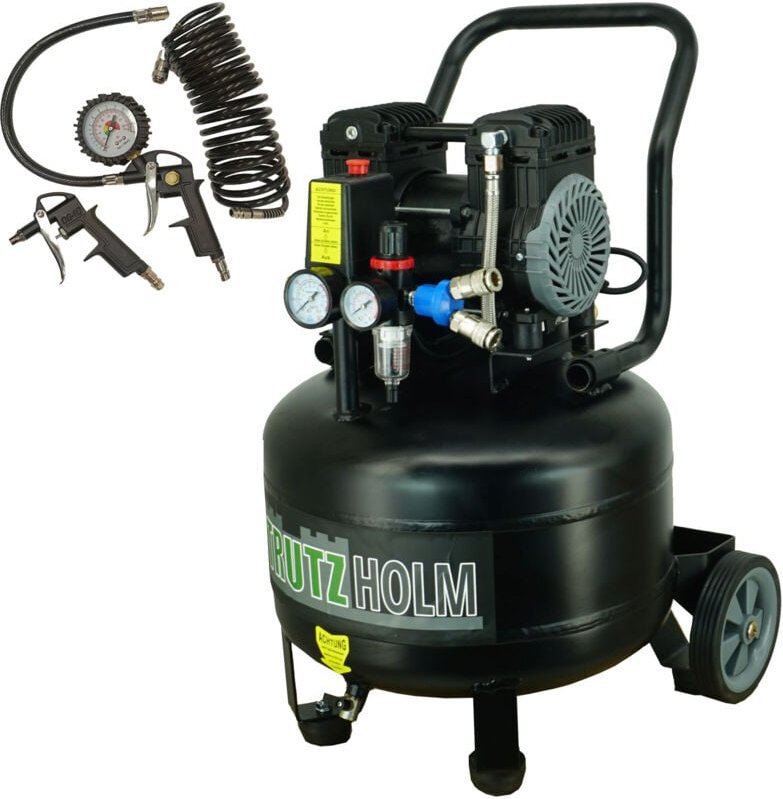 Silent Flüsterkompressor 36L vertikal Kompressor leise 900 W, 62dB, 8 bar inkl. Zubehör