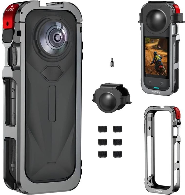 Aluminiumgehäuserahmen-Schutzkäfig für Insta360 X5 + Objektivabdeckung