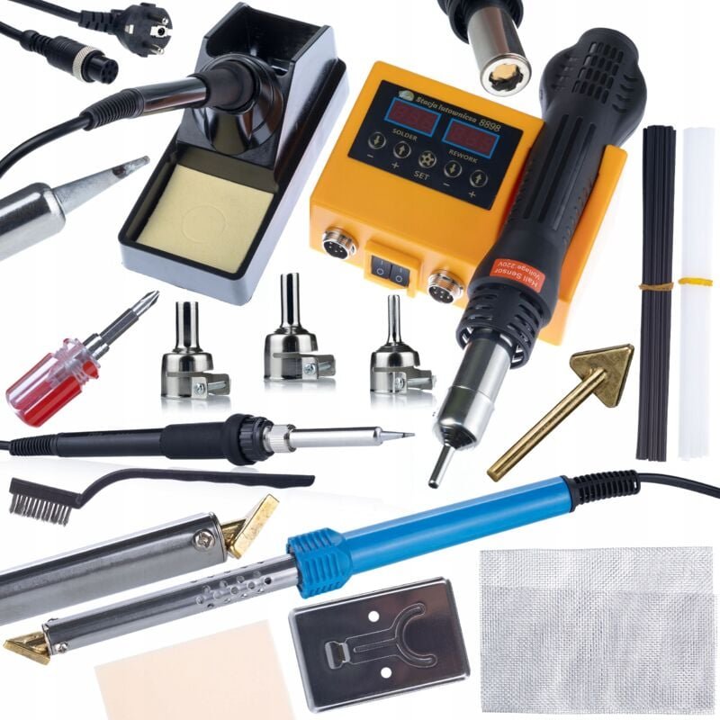 Set 2in1 Lötstation (Heißluft und 900M) Rosfix Orange Husky OH660+ Lötkolben Rosfix Blue Lark 80W BL80W mit einem Satz Z...