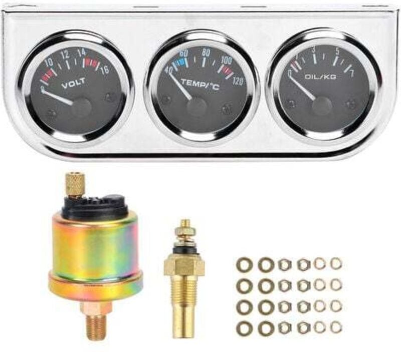 Tigrezy - 3-in-1 M10 x 1 52 mm Auto-Messgerät, Wassertemperatur, Öldruck, Spannung, Kombinationsinstrument für automatis...