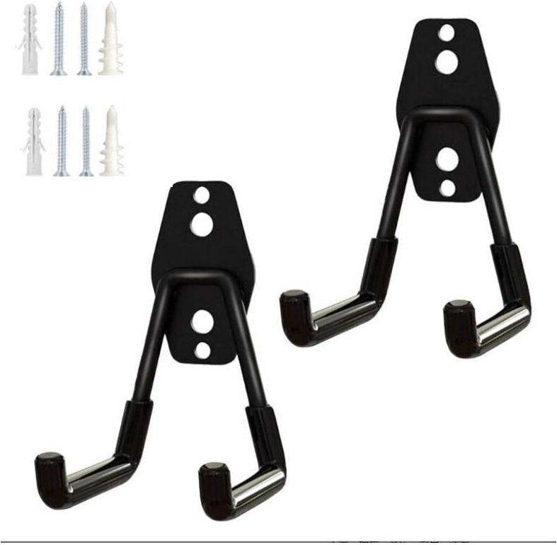 Set mit 2 Garagenhaken, Gartengeräte-Organizer, Wandhaken aus Stahl, kleine U-förmige Gartenhaken (schwarz)