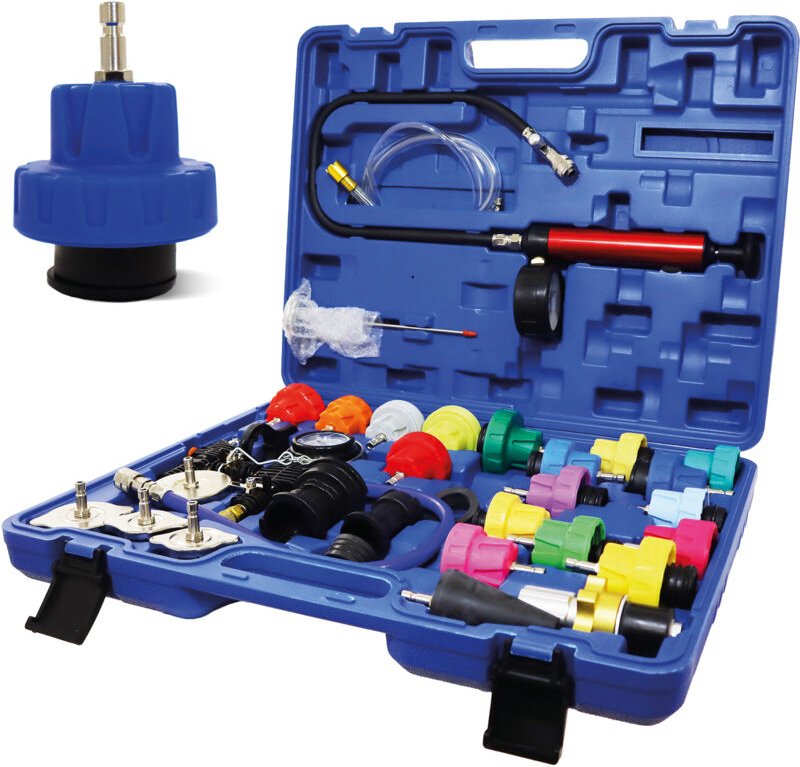 Bituxx 34tlg. Kühlsystem Abdrückgerät Entlüftungsgerät Kühlmittel Vakuum Befüllgerät Entlüften Pneumatisch KFZ PKW Werks...