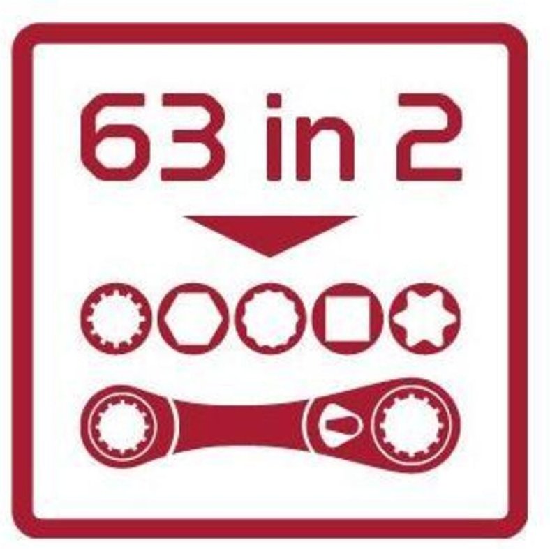 Gedore - R07501002 Doppelringratschenschlüssel-Satz 63 diverse Schlüsselweiten 2-teilig