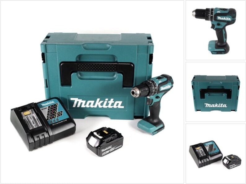 Dhp 485 RG1J Akku Schlagbohrschrauber 18 v 50 Nm + 1x Akku 6,0 Ah + Schnellladegerät + Makpac - Makita