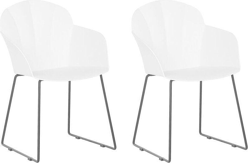 Beliani - Esszimmerstuhl 2er Set Weiß Kunststoff Metallbeine Pulverbeschichtet Bequem Modern Wohnzimmer Esszimmer Terras...
