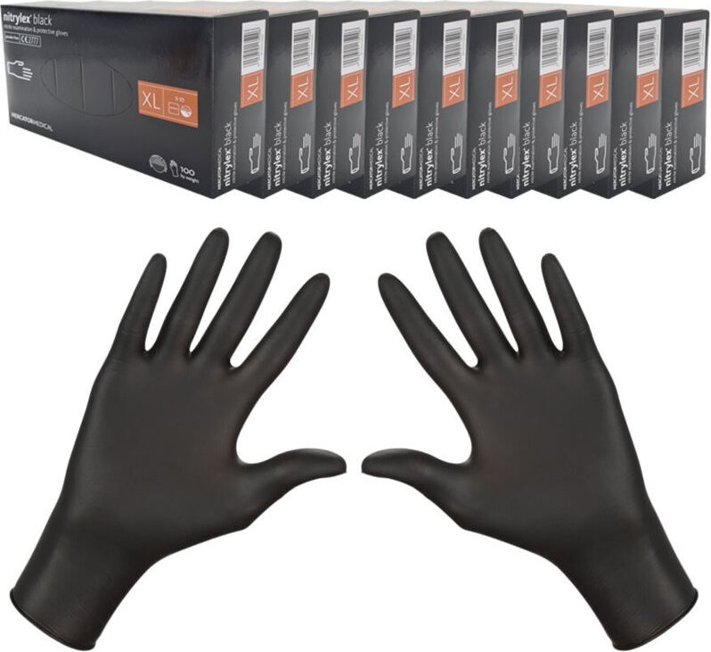 Nitrilhandschuhe XL schwarz Mercator Nitrylex Schwarz 100 Stück Karton 10er-Packung