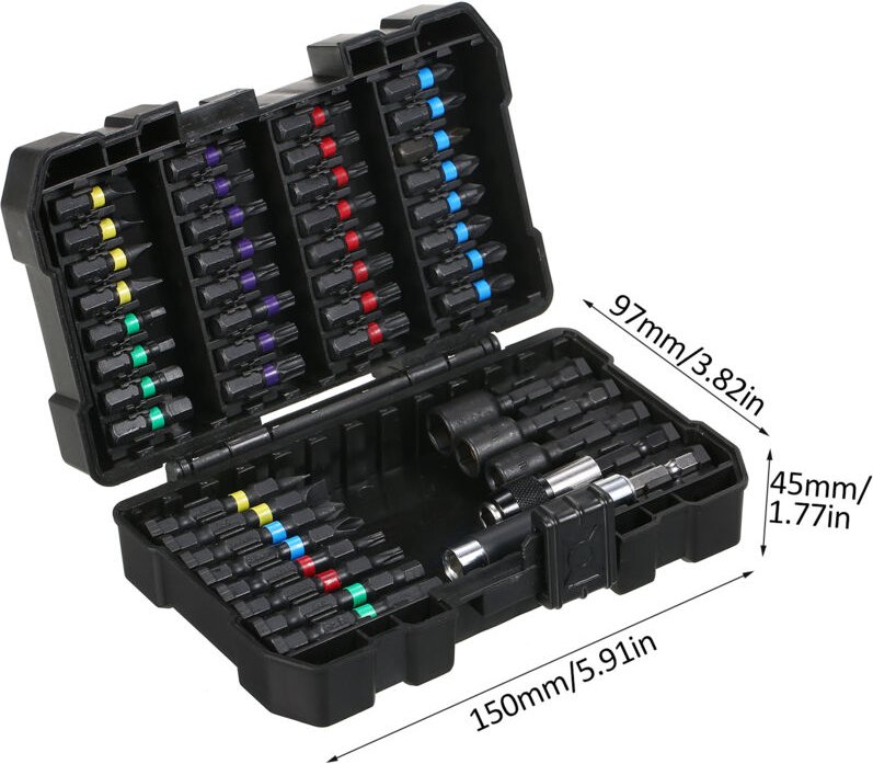 45-teiliges Bohrer-Bit-Set, Schraubendreher-Bit-Set, Schlagschrauber-Bit-Set für Holz, Metall, Stahl und Sicherheits-Sch...