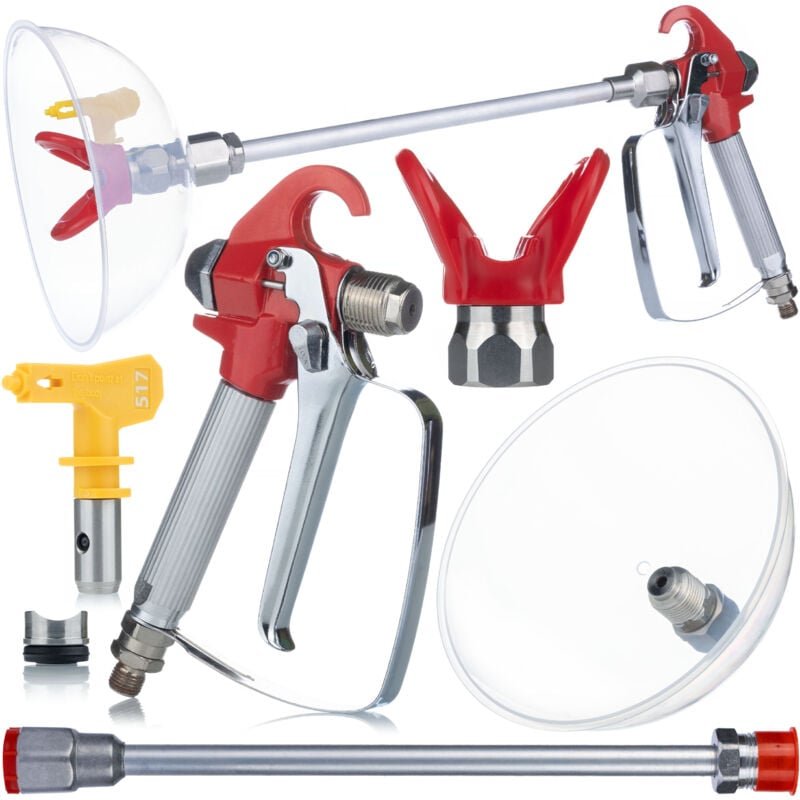 Rosfix Set UltraSpray – Farbspritzpistole mit 30 cm Lanze, Spritzschutz & Düse 517 3000 psi, 1/4" & 7/8" Gewinde Für Acr...