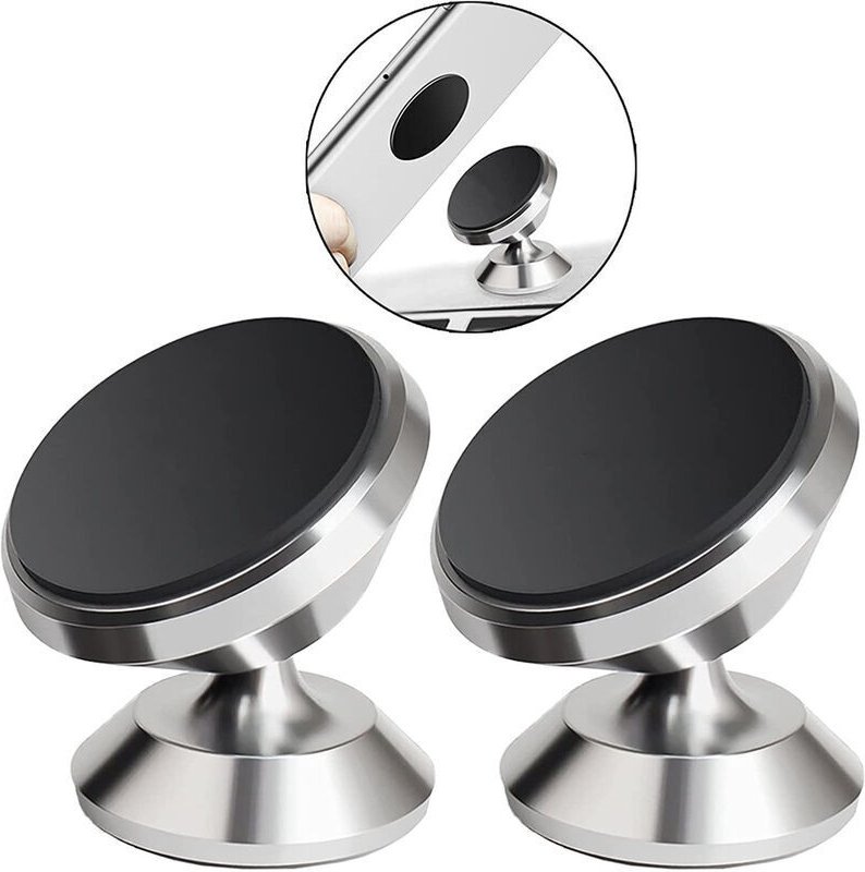 FOREHILL Magnetische Autohalterung für GPS-Navigation, Saugnapf-Typ, Universalhalterung – Silber, 2er-Pack