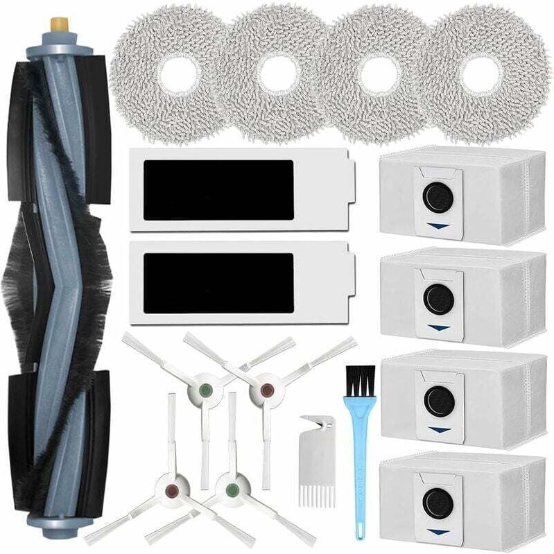 Zubehör für Ecovacs Deebot T20 Omni / T20 e Omni Staubsauger, 1 Hauptbürste, 4 Seitenbürsten, 4 Mopps, 2 Filter, 4 Beute...