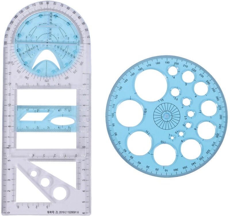 2 StüCke Multifunktionales Geometrisches Lineal Kunststoff Kreis Zeichenwerkzeug Entwurfsvorlagen Klare Grafikdesignwerk...