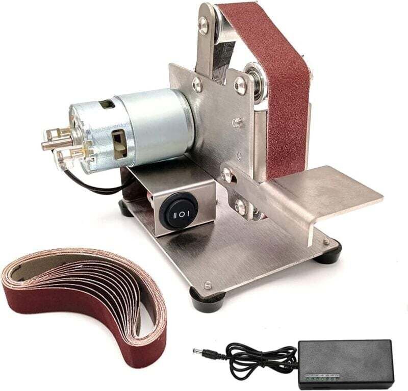 Mini-Bandschleifer – Elektrischer Messerschärfer, 7-stufig einstellbare Geschwindigkeitsstufen, Tischschleifer für Holz-...