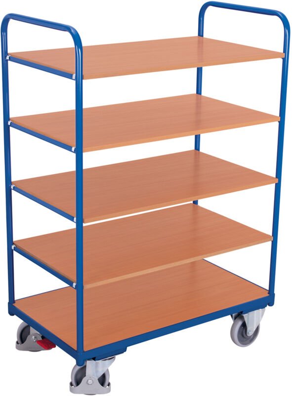 VARIOfit Etagenwagen, hoch mit 5 Ladeflächen 1200x800mm Anthrazitgrau RAL 7016