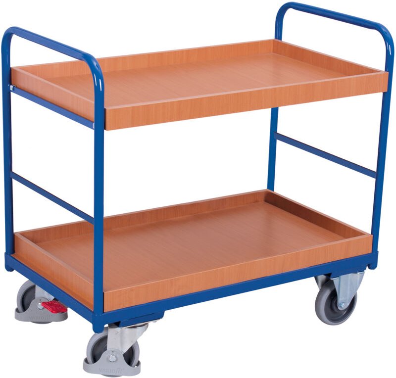 VARIOfit Etagenwagen, niedrig mit 2 Ladeflächen, umrandet 1165x755mm Anthrazitgrau RAL 7016