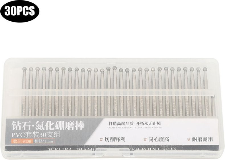 Eosnow 30pcs Ball Head Diamond Mahlen 3 mm runde elektrische Schleifer -Schnitzwerkzeuge für die Kraftgravur