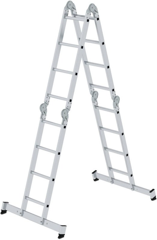 Vielzweckleiter 4tlg. mit nivello-Traverse 4 x 4 Sprossen - 011111 - Günzburger Steigtechnik