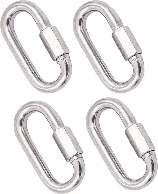 4-teiliges Set robuster Edelstahl-Karabiner, M8 304 Schraubverschluss, Schnellverschluss-Schlüsselanhänger für Zuhause, ...