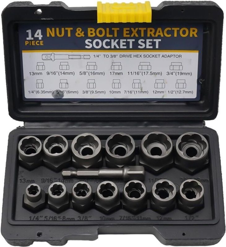 Elegant gestaltetes 14-teiliges Demontage-Werkzeugset zum einfachen Entfernen beschädigter Befestigungselemente. Ein unv...