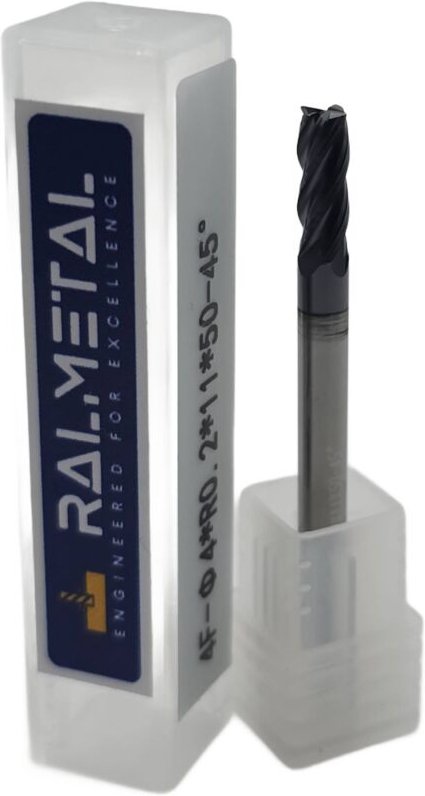 Radialfräser aus Vollhartmetall Fi4 x R0.2 x 50 mm - 45 HRC