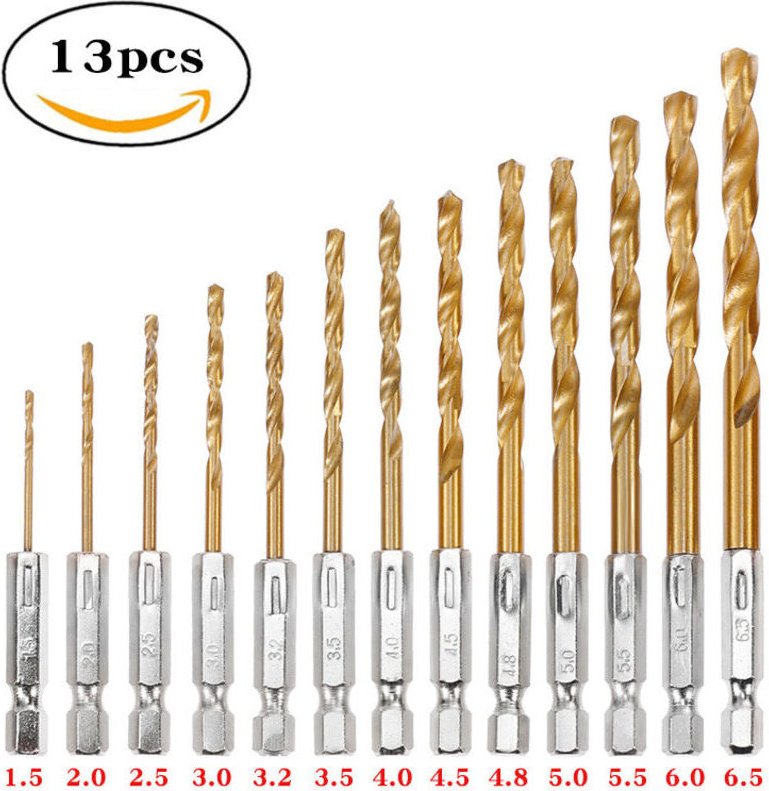 13-teiliges Schlagbohrer-Set, HSS-Titan-Spiralschaftbohrer-Set für Metall, Stahl, Holz, Kunststoff, Schnellwechselsystem