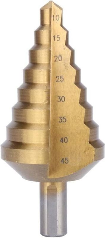 Ugreat - Pagoden-Stufenbohrer – 10 bis 45 mm – HSS-Stahl – titanbeschichtet – kegelförmige Spitze – für Elektrowerkzeuge