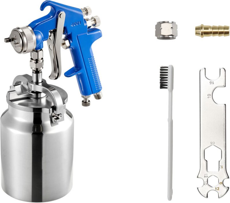 Mophorn Siphon-Lackierpistole mit hoher Zerstäubung, 1000-ccm-Farbsprüh-Set, 1,8-mm-Düse, regulierbare Durchfluss- und L...