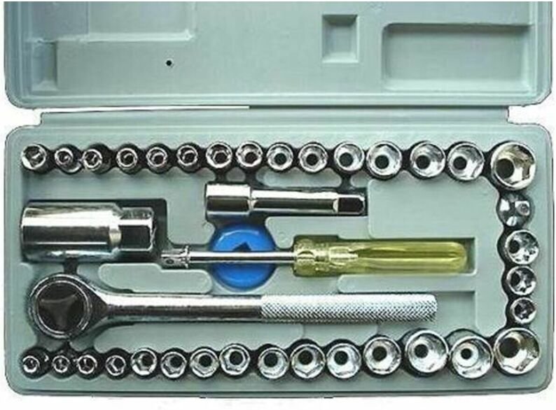 Ratschen-Steckschlüsselsatz,schraubendreher,kunststoffkoffer,40-Teilig