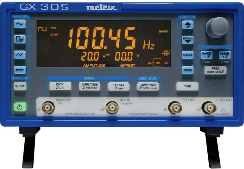 Gx 305 Funktionsgenerator netzbetrieben 0.001 Hz - 5 MHz Dreieck, Rechteck, Sinus - Metrix