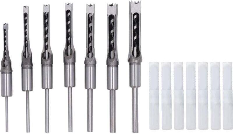 7 Pièces Forets Carrés À Bois HSS Mortaisage Ciseau Ensemble 1/4 5/16 3/8 2/5 1/2 9/16 5/8 Pouce