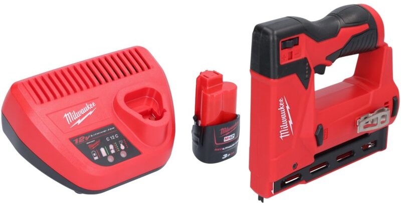 Milwaukee M12 BST-301 Akku Tacker 12 V 6 - 14 mm + 1x Akku 3,0 Ah + Ladegerät