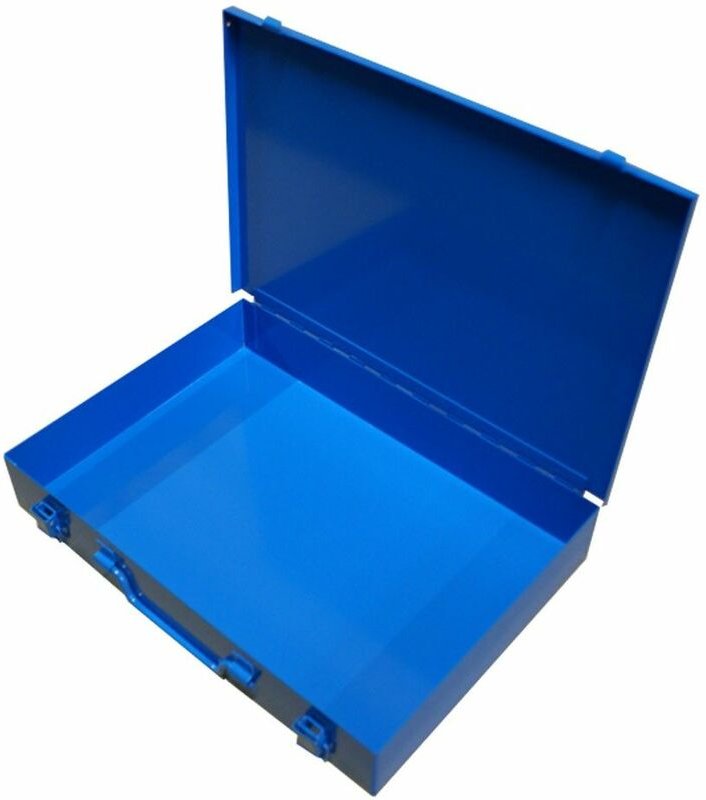 ADB - Sortimentskasten Sortierkasten 33x23x5 cm Blau Metallbox Kleinteilemagazin