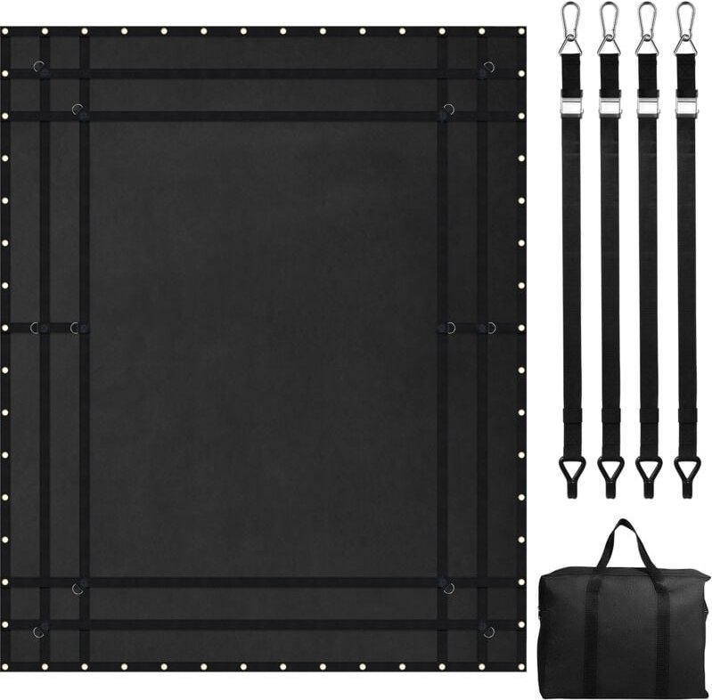 Ladungsnetz, 120 x 105 Zoll – Robustes Ladungsnetz für die Ladefläche mit 4 verstellbaren Gurten, Karabinern und gummibe...