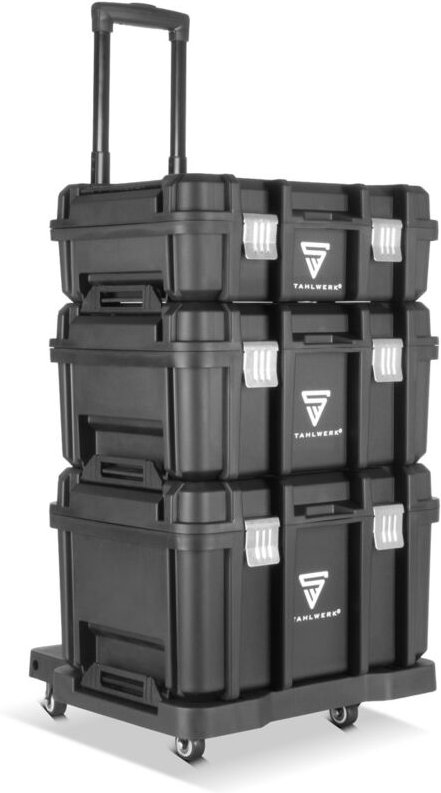 STAHLWERK Mobiler Werkzeugtrolley 3 Systemboxen Teleskopgriff