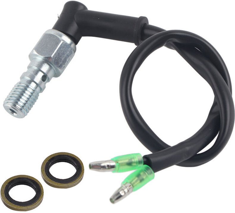 Universeller hydraulischer Motorrad-Rücklichtschalter, 40 cm/15,7 Zoll, mit Unterlegscheiben. Schwarzer Aluminium-Rückli...