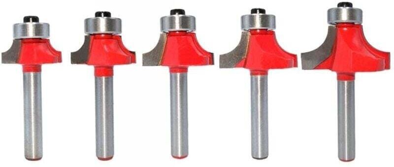 Set mit 5 Winkelfasenfräsern mit 6-mm-Schaft und Kugellager zum Reinigen und Nivellieren von Holz